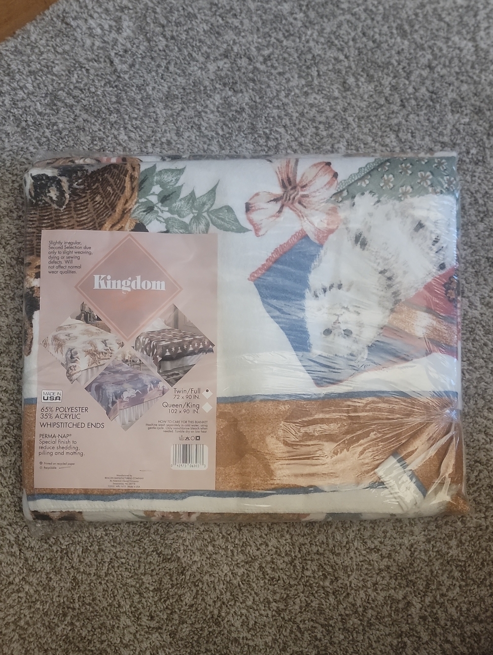 Kingdom USA vintage NOS cat Blanket